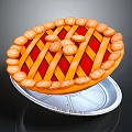 Delicious Fruit Pie With Lattice Crust Fluted Edges And Decorative Shapes On Silver Foil Tray