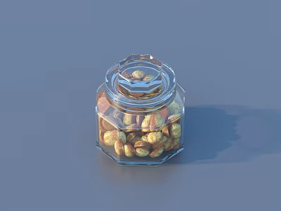 Transparent Glass Jar With Mixed Nuts And Secure Lid On Gray Background 3d model