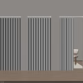 Light Gray Vertical Curtains For Indoor With White Walls And Wooden Floor