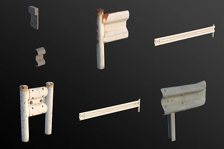 highway iron guardrail railing 3d model
