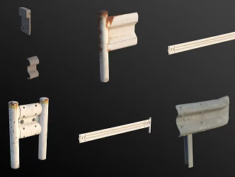 highway iron guardrail railing 3d model