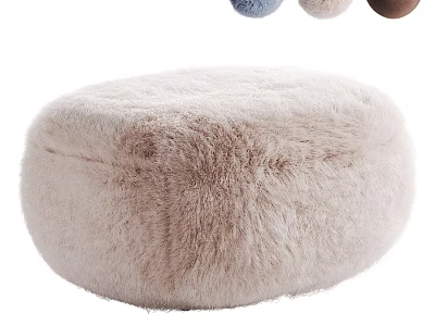 Fluffy Faux Fur Ottoman With Soft Surface And Multiple Color Options For Living Room 3d model