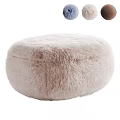 Fluffy Faux Fur Ottoman With Soft Surface And Multiple Color Options For Living Room