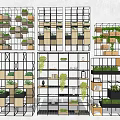 Creative Garden Decor Designs With Multi Tiered Metal Shelves And Green Plants