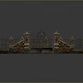 Brick And Iron Garden Fence Featuring Square Design Decorative Pillars And Gate