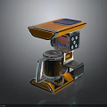 Orange Electric Coffee Maker With Modern Design Control Panel And Transparent Cup 3d model