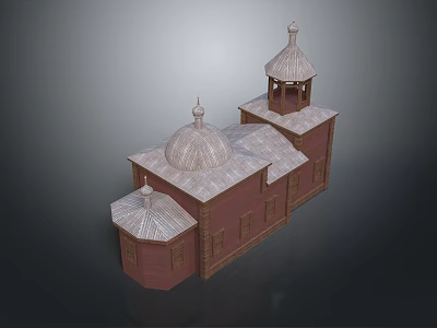 Traditional Architecture with Red Walls White Roofs Domes and Towers Structure 3d model