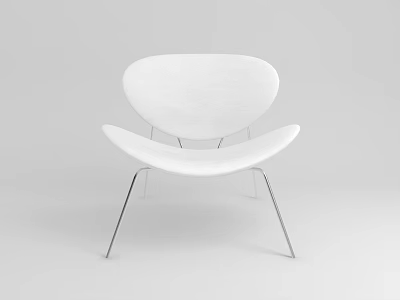 Modern White Lounge Chair With Curved Backrest And Sleek Metal Legs Design 3d model