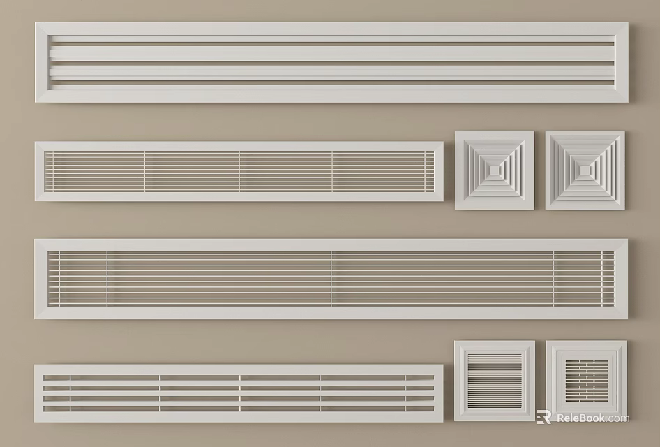 Different Air Conditioner Vents With Various Designs And Styles For Home 3d model 