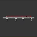 Red High Speed Train Model With Multiple Cars On Track Against Gray Background