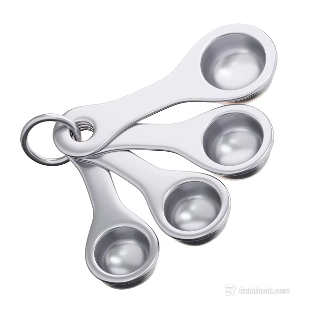 Stainless Steel Measuring Spoons Utensil Set for Kitchen Cooking Durable Practical Tools 3d model 