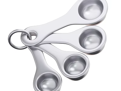 Stainless Steel Measuring Spoons Utensil Set for Kitchen Cooking Durable Practical Tools 3d model