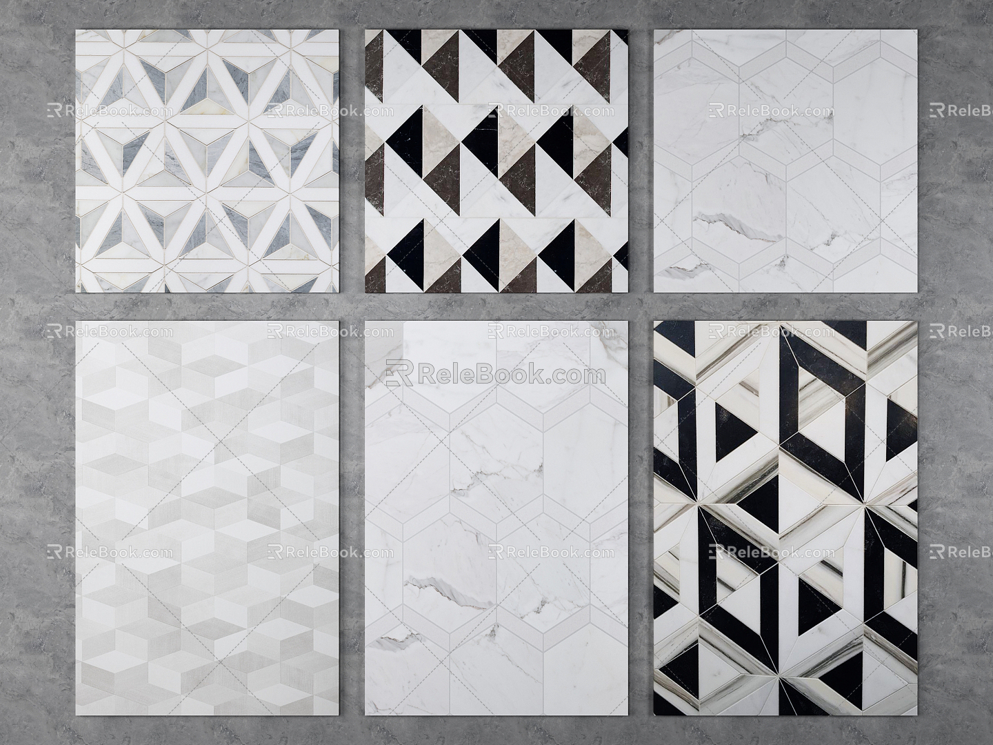 Modern floor tile stone mosaic 3d model