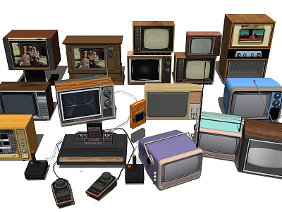 Vintage Televisions Collection Featuring Various Classic Designs And Retro Styles 3d model