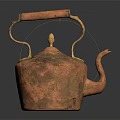 Vintage Copper Teapot With Wooden Handle And Golden Accents For Daily Living