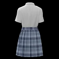 Stylish White Short Sleeve Shirt With Blue Bow Tie And Plaid Skirt Outfit