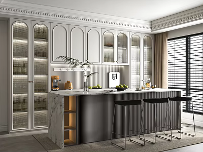 Bar Chair Combination Wine Cabinet 3d model