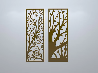 Chinese-style window grilles silhouette pane window sill border openwork window 3d model