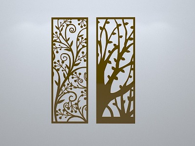 Chinese-style window grilles silhouette pane window sill border openwork window 3d model