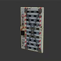 Industrial Gray Metal Safety Barrier Panel With Red White Stripes And Cross Braces