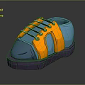 Colorful Sneakers Featuring Blue Orange Upper Purple Sole And Cartoon Style White Laces Design