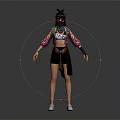 Kids Stylish Outfit With Pink Black Top Black Shorts White Shoes Headband And Arm Bands