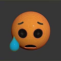 Yellow Round Emoji Daily Life Decoration With Blue Sweat Drop And Sad Face