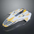 Sleek White And Yellow Futuristic Starship With Cockpit And Thrusters For Space Exploration