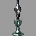 Vintage Transparent Glass Candle Lamp With Burning Flame And Dark Base