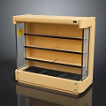 Yellow Display Showcase With Glass Door Multiple Shelves And Black Base