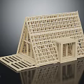 Wooden Frame House Construction Model With Gable Roof And Structural Beams