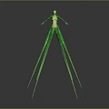 Game And Movie Character Green Alien Creature With Multiple Long Slender Appendages Design