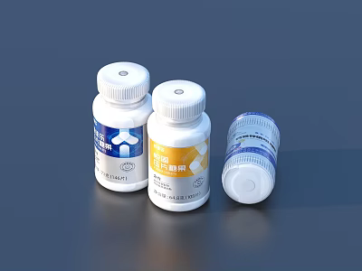 White Medicine Bottles With Colorful Labels And Secure Caps For Daily Use 3d model