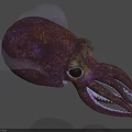 Vibrant Purple Orange Squid With Transparent Membrane And Long Tentacles Featuring Distinctive Eyes