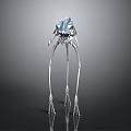 Mechanical Game Movie Character With Slender Metallic Legs And Blue Crystalline Head Design