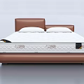 Double Bed Featuring Brown Leather Double Cushioned Headboard White Quilted Mattress And Two White Pillows