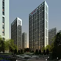 Modern High Rise Residential Buildings With Glass Curtain Walls And Green Surroundings