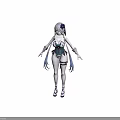 Game Movie Character With Silver White Long Hair Blue White Outfit And Elegant High Heels