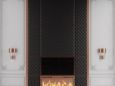 French TV background wall fireplace model