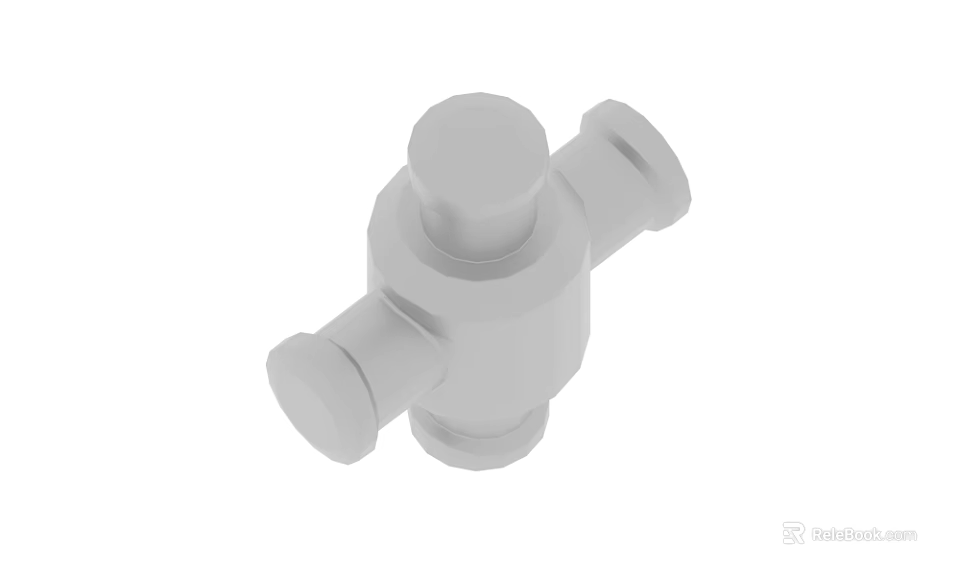 White Plastic Three Way Mechanical Connector For Pipe Fitting Applications 3d model 