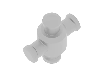 White Plastic Three Way Mechanical Connector For Pipe Fitting Applications 3d model