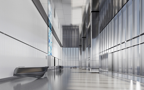 Modern Hall Corporate Lobby 3d model