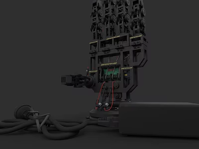 Game Movie Character Featuring Mechanical Robotic Structure And Black Cable Details 3d model