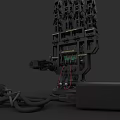 Game Movie Character Featuring Mechanical Robotic Structure And Black Cable Details