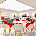 HUAZI Fashion Aesthetics Storefront With Black Facade Glass Doors Red Interior And Clothing Displays