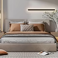 Modern Bedroom Interior Design With Bed Pillows Nightstands Pendant Lights Rug And Plants