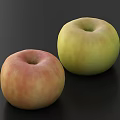 Fresh Ripe Apples One Pinkish Red Striped And One Yellow Green On Black Background