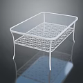 Minimalist Dining Table With White Metal Frame And Transparent Glass Top Featuring Intricate Cutout Pattern