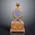 Antique Decorative Clock With Golden Carvings Pink Base Round Dial And Ornate Top