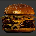Juicy Double Patty Burger With Sesame Seed Bun Melted Cheese And Fresh Pickles